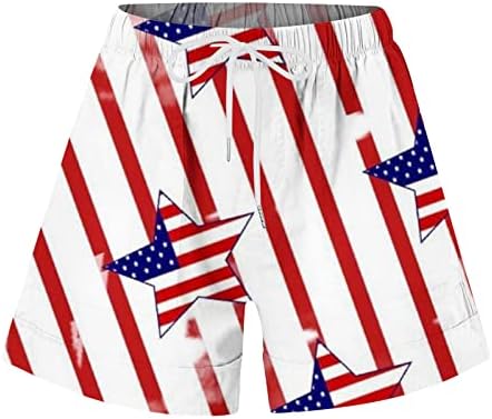 Дамски Летни Ежедневни Панталони С Еластичен Колан на Експозиции, Американски Флаг, Ден на Независимостта, Патриотични Свободни