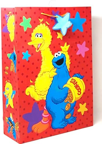Подаръчни пакети Designware Cookie Monster Big Bird Hanz & Елмо Extra Large 13 X 18 (1 Комплект от 2 пакета)