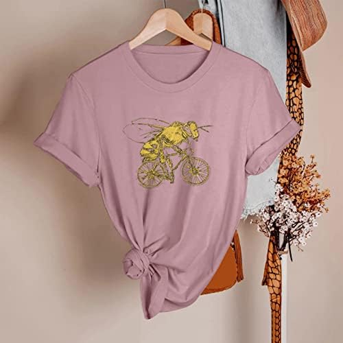 Космическа Къс Дамски Пролетно-Лятна Тениска С Принтом на Пчелите С Къс Ръкав и Кръгло деколте, и Многопластова Тениска С Дълъг