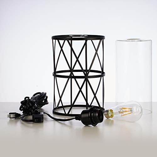 SHENGQINGTOP Черно Промишлен Метален Окачен лампа, Преходен Вставной Окачен лампа с кабел с дължина 16,4 фута и ключ за регулиране на яркостта,