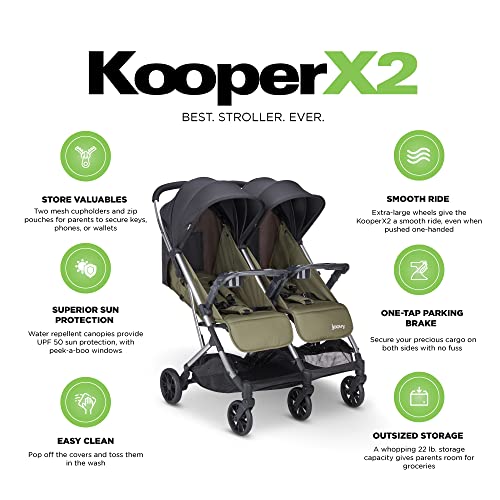 Комбинирана количка Joovy Kooper X2, Лека количка, Компактно Сгъване с тавата, цвят на Зехтин