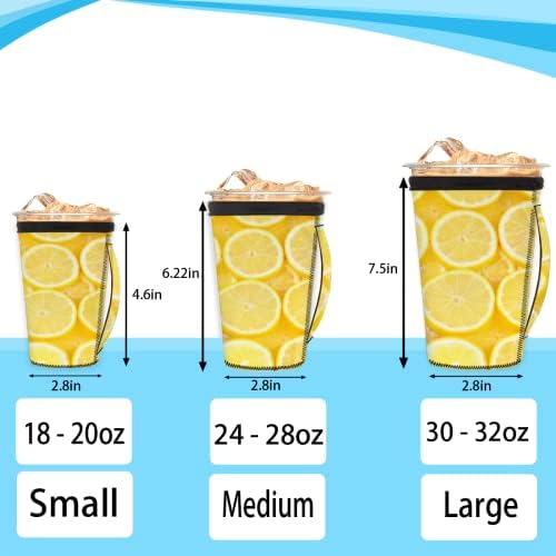 Лимонови резени за многократна употреба Кафе в Чаша с лед с дръжка от неопрен За напитки, кафе лате, Чай, Напитки, Бира (Голям 30-32