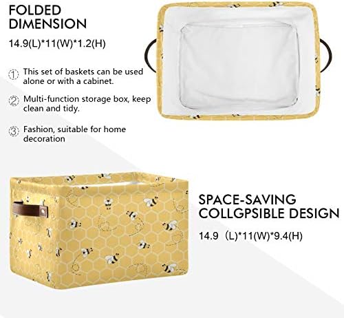 Кошница за Съхранение на Пчелите AUUXVA, Жълт Пчелен Кошер с Геометричен Модел, Кутия-Куб За Съхранение, Холщовая Сгъваема кош