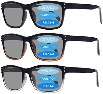VIDEBLA 3 Опаковки Прогресивно Многофокусных Слънчеви Очила за Четене, За Жени, Мъже С Защита от Uv Мультифокальные Слънчеви