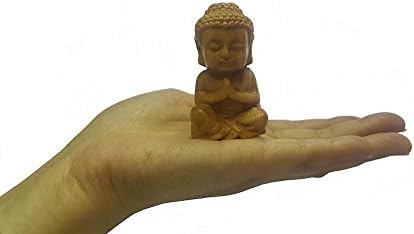 DMtse Ръчна Резба От Дърво Статуя На Буда Религиозен Будистки Седнал Буда С Размера На Дланта Си Скульптурная Фигурка
