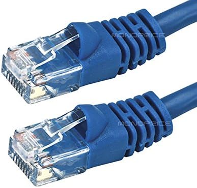 Свързване на Ethernet кабел Monoprice Cat5e - 0,5 метра - Синьо | Мрежа за интернет-кабел - RJ-45, Блокирани, 350 Mhz, UTP, Чисти гола носа