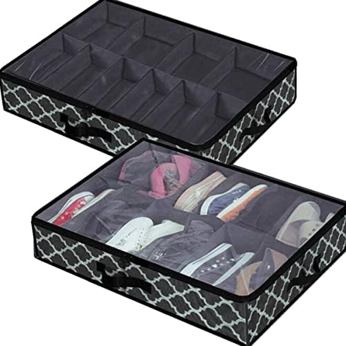Контейнери за съхранение на WCPQT Под леглото, Кутии за съхранение с 12 Мрежи, Кутии за съхранение Под леглото с Капаци, Сгъваеми