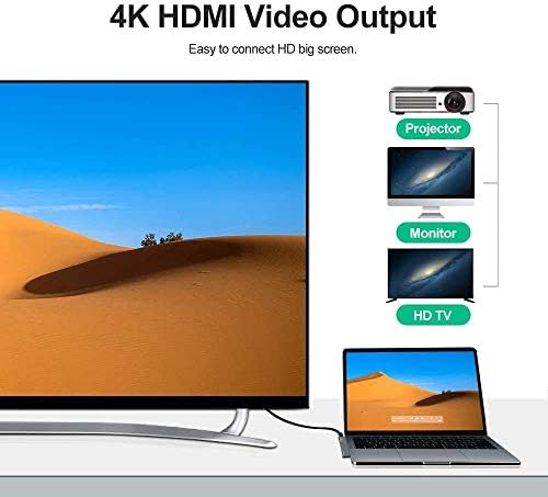 OKUT C USB Хъб MacBook Pro Адаптор - хъб Type C с Ethernet порт, 4K C USB към HDMI, 2 USB 3.0, четец на карти SD/TF карта, захранване