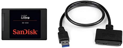 Вътрешен твърд диск Пясък - SDSSDH3-1T00-G25 Ultra 3D NAND flash капацитет от 1 TB SATA III 6 Gb / s, 2,5 /7 мм до 560 MB / s Black & StarTech.com Кабел SATA USB Адаптер за твърд диск USB 3.0-2.5SATA III