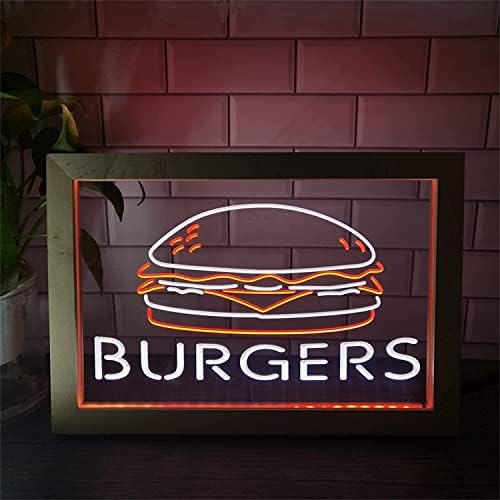 Led неонова реклама DVTEL Burgers, Нощни осветителни тела за украса на ресторанта, USB Акрилни Неонова Лампа, Таблица Лампа, Стенни Светещ