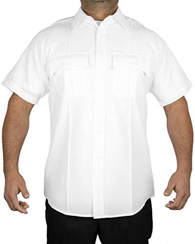Мъжки Единни риза Първи клас от Полиестер с къс ръкав в Бял цвят