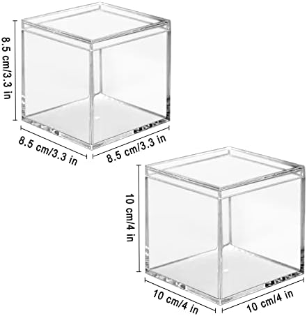 Квадратен куб от прозрачен акрил пластмаса Lomgwumy, акрилна прозрачна кутия от 8 теми, здрав, с капак, акрилни квадратен контейнер, подходящ