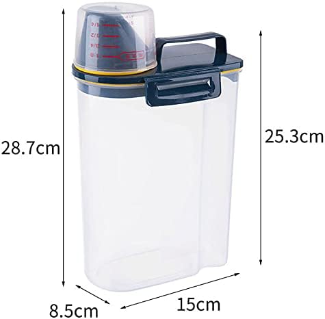 Кутия за съхранение на Jteyult Пластмасов кухненски контейнер за ориз Контейнер за оризови зърна калъф за прах за пране с врата