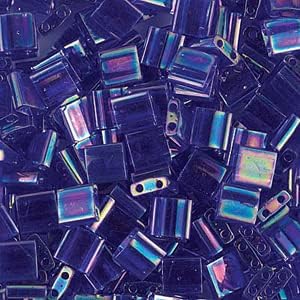 Асортимент от сини мъниста Tila 90gr. 10 Грама стъклени мъниста Tila 9 цвята сапфир, кобальтового, барвинкового, виолетово-синьо и