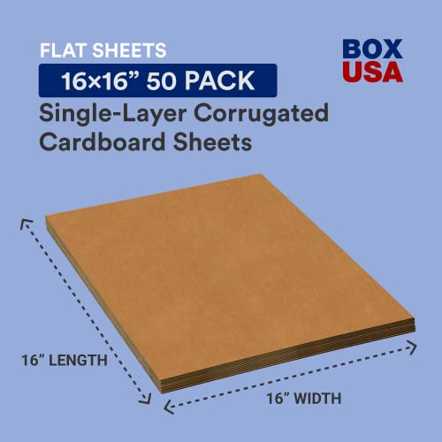 СКОРОСТНА САЩ Големи Картонени листове 16 L x 16W, 50 опаковки | Гофрирани Тънки листове за доставка, опаковане, преместване и