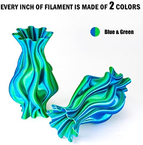 Нишка с нажежаема Жичка OVV3D PLA 1,75 мм, в два цвята Конци за 3D-принтер Silk PLA, Конци Coextrusions син и зелен цвят, Конци