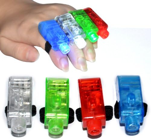 Мигащи led прожектори-пръстени за пръстите на Panda FingerBeams, 10 Картички на 4 цветни фенерче във всяка - общо 40 крушки