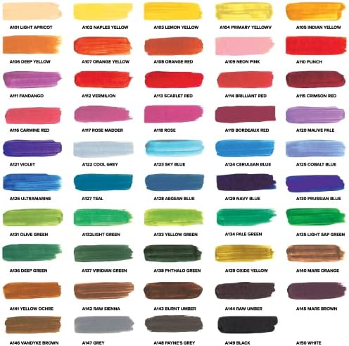 Акрилни бои GenCrafts - Комплект от 50 ярки цветове премиум клас- (22 мл, 0,74 унция) - Висококачествени Нетоксични Пигментни бои на платно, хартия, дърво, занаяти и още много Д