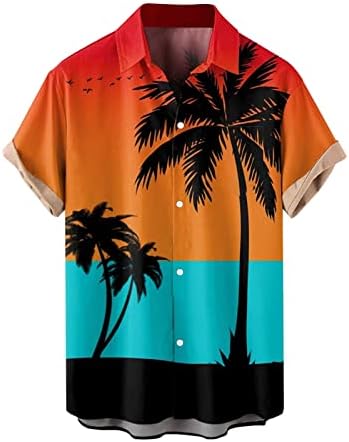 Мъжки Ризи с Тропически принтом UBST, Нова Лятна Хавайска Риза с Копчета и Къс Ръкав, Ежедневни Блузи Алоха, Плажни Ризи