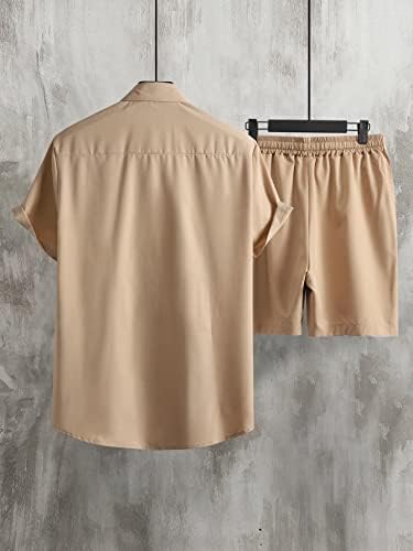 Мъжки дрехи GORGLITTER от 2 теми, Риза с къс ръкав и джоб копчета и Шорти на експозиции, Комплект