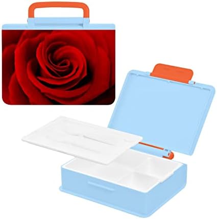 Кутия за обяд ALAZA Red Rose Flower в Близък план, Херметични Контейнери за обяд, които не съдържат BPA, с вилица и лъжица, 1 бр.