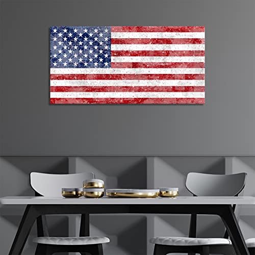 Американски Флаг Платно Стенно Изкуство Флаг на САЩ Стенни Пана Декор на Стените на Хола Ретро Национален Флаг Картини на Звезди и Ленти,