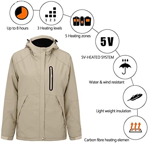 Дамско яке с топъл 3 в 1 Soild Color С Подвижни Шапка, USB Зареждане, Сака, отопляем басейн, Ветрозащитным и Походным Палто