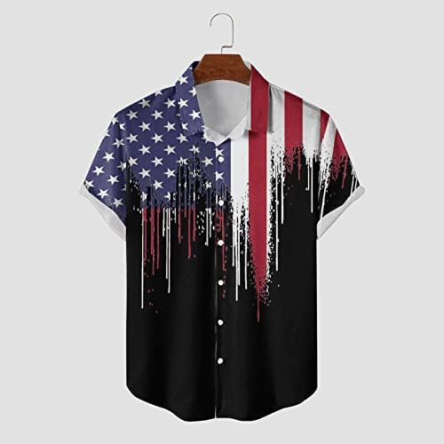 Bmisegm Летни Ризи за мъже, Мъжки Ежедневни Риза в стил мозайка с принтом на Деня на Независимостта на САЩ, Къса Мъжка Риза