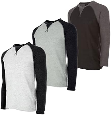 Мъжки Терморубашка с дълъг ръкав - Henley Top е Основен Слой за тениски и Сака - Лесно Терморубашка Мъжки - 3 и 4 опаковки