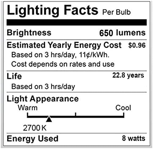 Led лампа SleekLighting BR30 мощност 8 W с регулируема яркост (110 °), 650 Лумена, средна база E26, еквивалент на 65 W, одобрен