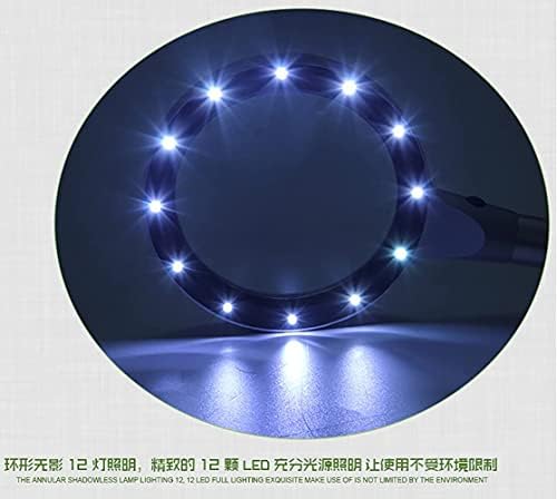 Увеличително стъкло BOCbco Мощни Ръчни лупи, 12 светодиоди за четене с висока разделителна способност, 5X 10X Диаметър