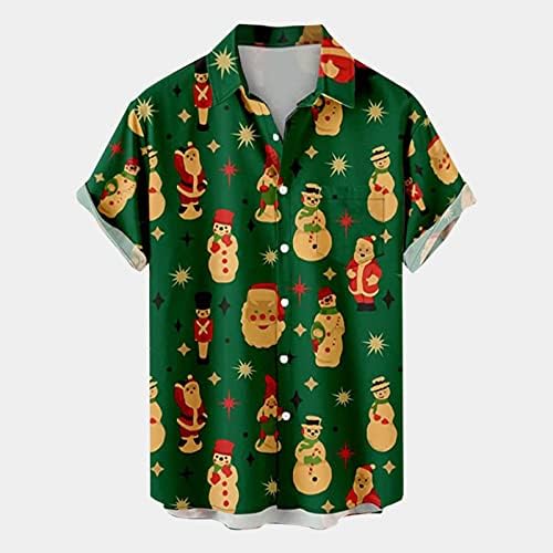 Мъжки Коледен Подарък на дядо коледа 3D Дигитален Печат Бутон на Ревера на Ризата С Къс Ръкав Тениска Топ Риза Пиле Тениска Мъжете