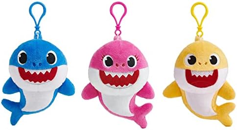 Комплект Плюшени брелков за ключове Бебе Акула - Комплект от 3 Ключодържатели Baby Shark с участието на Акула-бебе Акула-майка, Акули-Татковци