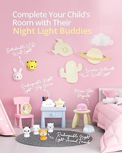SomeShine Kids Night Light - Подвижни детски стенен и настолен нощна светлина във формата на зайче с монтиране, сензорен контрол, таймер за