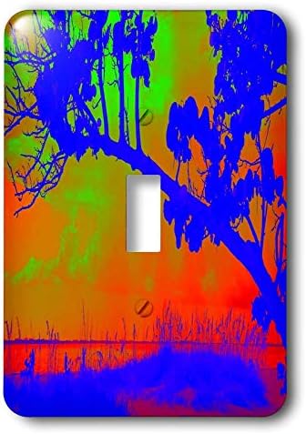 3D обектив от Florene - Неон - Изображение на неоново-синьо дърво над Оранжевата река - единствен превключвател (lsp_302984_1)