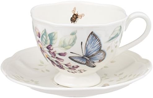 Чаша с блюдцем Lenox Porcelain Meadow, 1,3 килограма, Синя Пеперуда