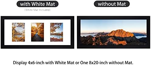 Golden State Art, Рамка за снимки, 8x20, Черна, За показване на трите снимки с размери 4x6, Масив, дърво, със закалено стъкло - Хоризонтален