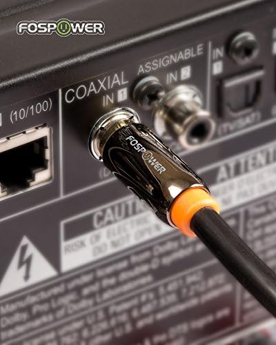 FosPower (10 фута Цифров аудио кабел с коаксиальным кабел [Позлатени конектори 24-КАРАТОВО] от Премиум-клас S/PDIF Конектор RCA към RCA