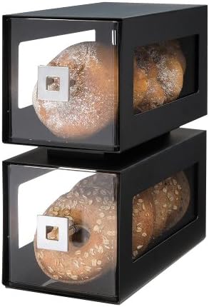 Rosseto BD101 Двуетажно Черна Матова Витрина за Хлебни изделия с 2-ма Прозрачни с акрилни чекмеджета с Метални Дръжки