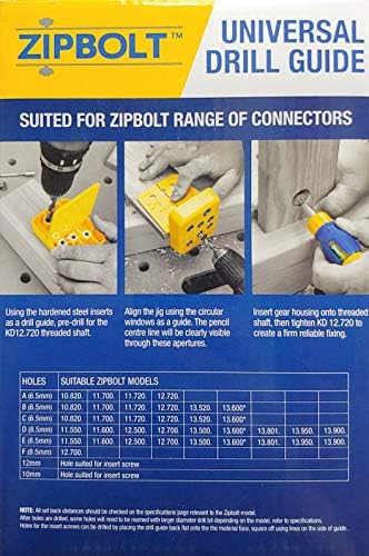 Zipbolt 40.280 Универсален комплект за дървообработване с ръководството на сверлами HSS 6,5 mm, 8,5 мм, 10 мм, 12 мм и сверлом
