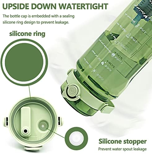Голяма бутилка за вода Slirceods, зелена бутилка за вода на 64 грама с филтър, прозрачни бутилки за вода, с филтър на полгаллона, бутилка