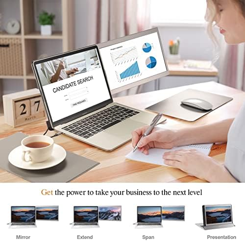 JoyReal Преносим Монитор за лаптоп Mac USB Двойно Удължаване на екрана на лаптоп 12 FHD 1080P Втори Пътен Дисплей за 13,6 Mackbook