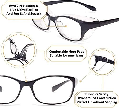 Jo за Мъгла Стилни Защитни Очила За Четене, Блокиране на Синя Светлина, Лабораторни Защитни Очила за четене, за Работа в Областта