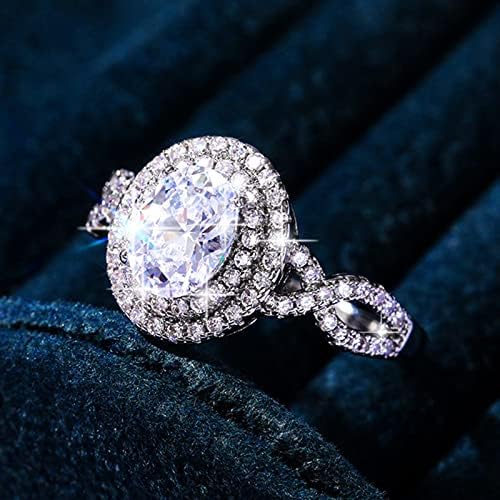 2023 Ново Сребърен Пръстен с Голям диамантен пръстен с Кръгла Форма, с Кръгло Пръстен с кристали, Елегантна Геометрично Пръстен