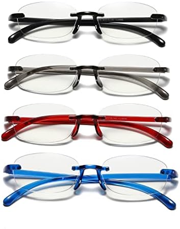 Hubeye 4 Чифта Очила за четене Без Рамки, Ультралегкие, без рамка, Модерен, Овални, С Анти-Синя Светлина, Компютърни Очила