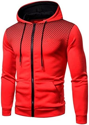 PDGJG Модни Палто с качулка, Унисекс спортен костюм за бягане, мъжки дрехи с принтом, Ежедневни блузи с цип, якета мъжки (Цвят: D,