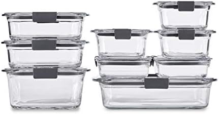 Комплект за съхранение на стъкло FOKSIS, състоящ се от 9 хранителни контейнери с капаци (общо 18), набор, прозрачен