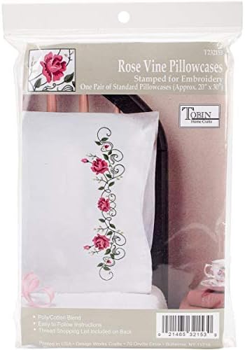 Калъфка за възглавница с релефни Tobin, Розова Лоза, Комплект за бродиране 20 x 30 см, Розово