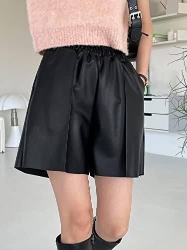 Дамски къси панталони AUTOOI с еластичен ластик на талията (Цвят: Черен, Размер: X-Large)