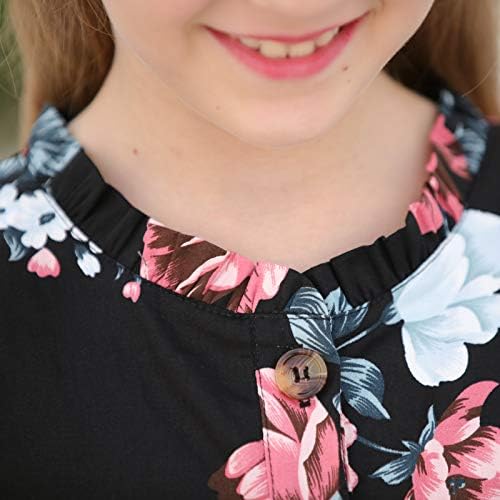 Ежедневното Винтажное Рокля Миди с джобове и Накъдрен копчета, с Флорални Принтом, за момичета GORLYA, за деца от 4-12 години